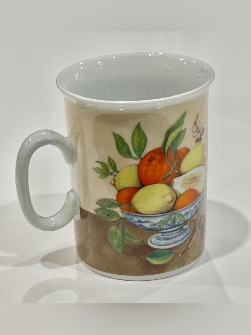Vintage I. GODINGER Still Life Fruit Porcelain Mug,1855 Email de Limoges Painted